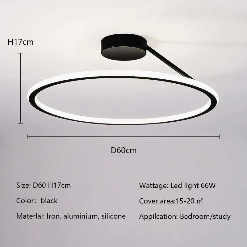 Modern Dimmable LED Circle Ceiling Light – Sleek Aluminum Ring Design