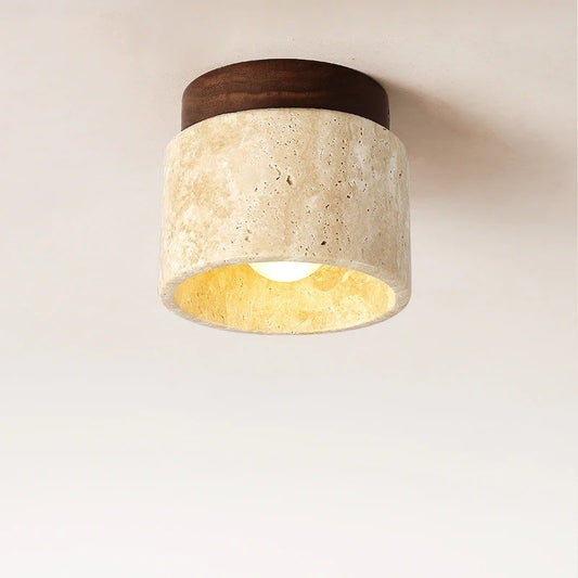 Stone Ceiling Light – Retro Yellow Cave-Inspired Fixture