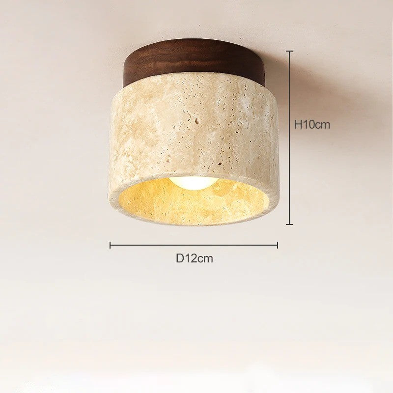 Stone Ceiling Light – Retro Yellow Cave-Inspired Fixture